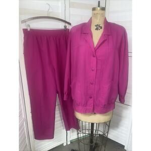 80s Remo Of California Tracksuit Leisure Two Piece Suit Fuchsia Pink Sz Large